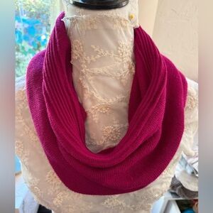 Magenta Fine Knit Ribbed Cowl Infinity Scarf